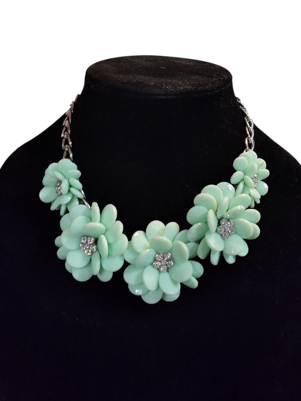Mint Green Floral Statement Necklace